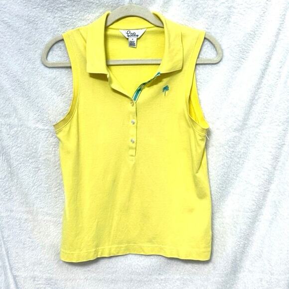 Lilly Pulitzer Tops - Vintage Lilly Pulitzer Yellow Sleeveless Golf Shirt Sz Medium Preppy